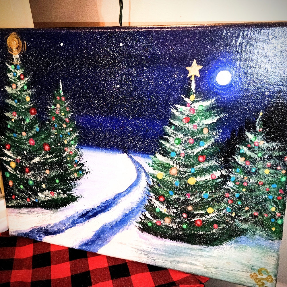 Festive Christmas Tree Canvas Art